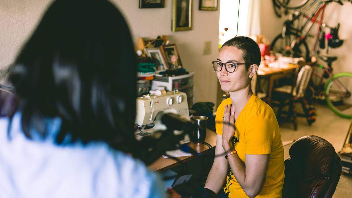 Victoria Suan at work filming Charis Hill for her upcoming feature-length documentary, “Becoming Incurable.”