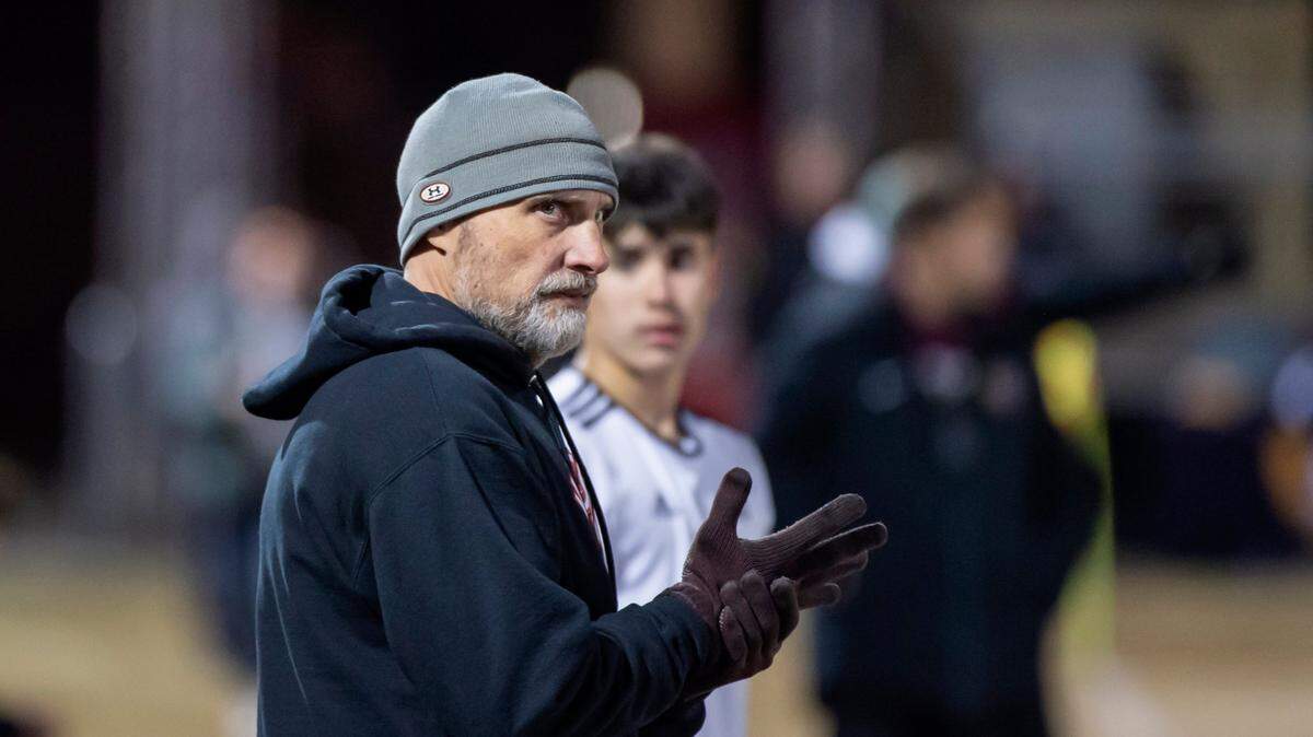 Modesto Panthers head coach Matt Mendes watches the game as the time winds down at the CIF Sac-Joaquin Division I boys soccer championship on Thursday, Feb. 24, 2022, at Heart Health Park in Sacramento. The Wildcats won 5-0.