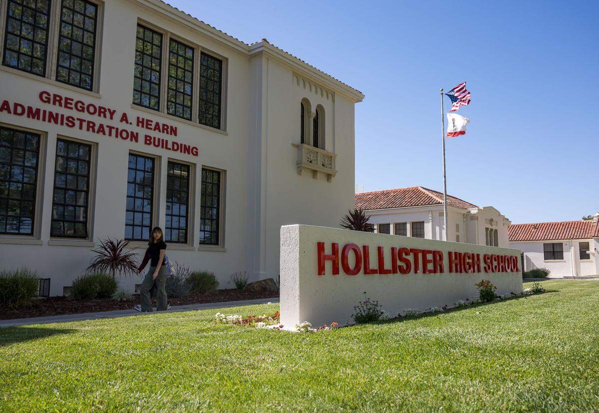 Hollister High School, which was officially renamed from San Benito High School last year, is seen May 19, 2023. The school is where Assemblyman Robert Rivas, D-Salinas, and his brother, Rick Rivas, graduated.