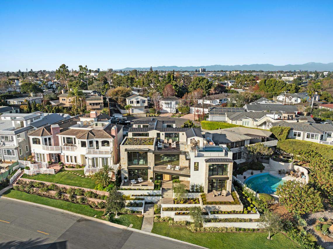 The Newport Beach, California, home has six bedrooms, six bathrooms and three half-baths.
