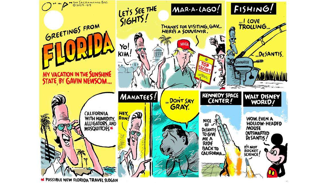 Gavin Newsom goes to Florida: What California’s governor saw, in the mind of Jack Ohman | Opinion