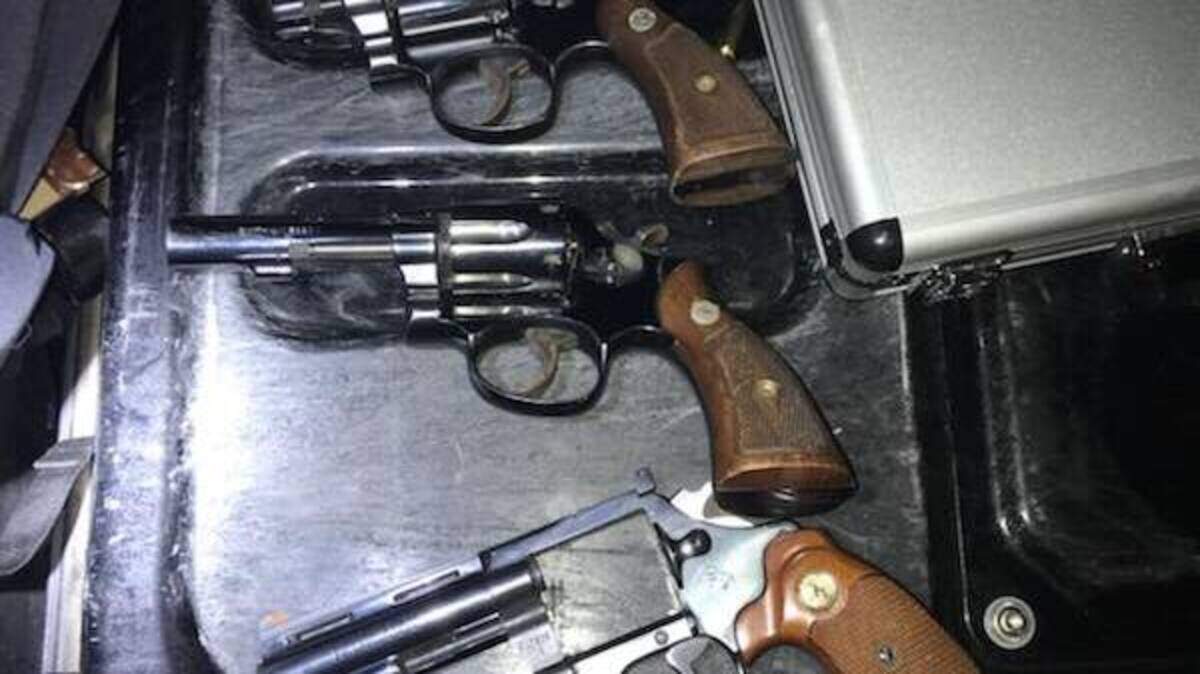 Placer County sheriff’s deputies seized these guns Tuesday in Newcastle after a couple tried to elude officers.