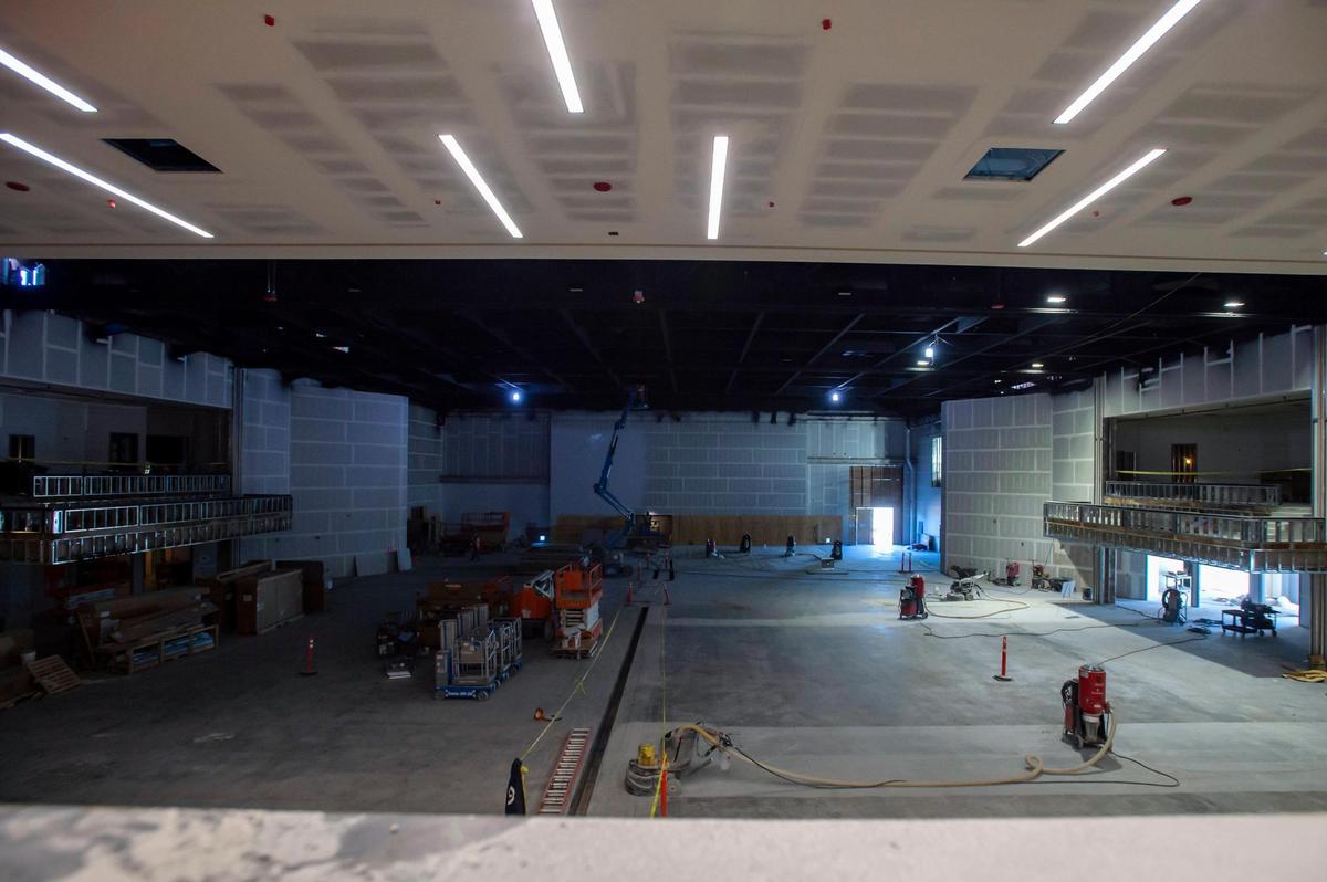 A view of the Hard Rock Live performance space, under construction on Monday, March 21, 2022, looks from the mezzanine toward the future location of the stage.