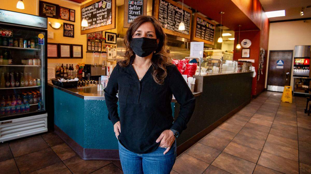 Sutter Street Taqueria owner Rosario Rodriguez stands in her Folsom restaurant Friday, Oct. 9, 2020. Rodriguez called for a swift business reopening in Folsom - a platform that helped her take a lead in the Folsom City Council race.
