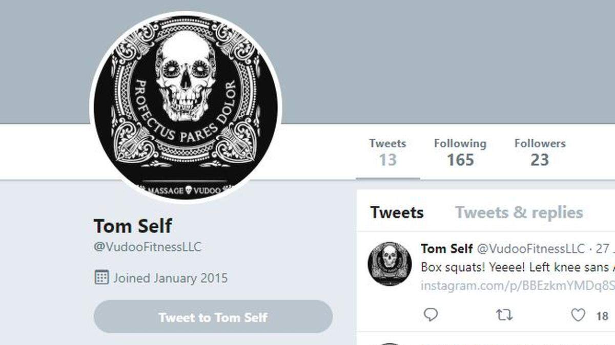 An apparent Twitter account belonging to Thomas Self, who filed for Vudoo Fitness, LLC in Orangevale. Self, a massage therapist, was convicted of sexually assaulting three women and faces up to 11 years, 4 months in prison, the Sacramento County District Attorney’s Office announced Monday.