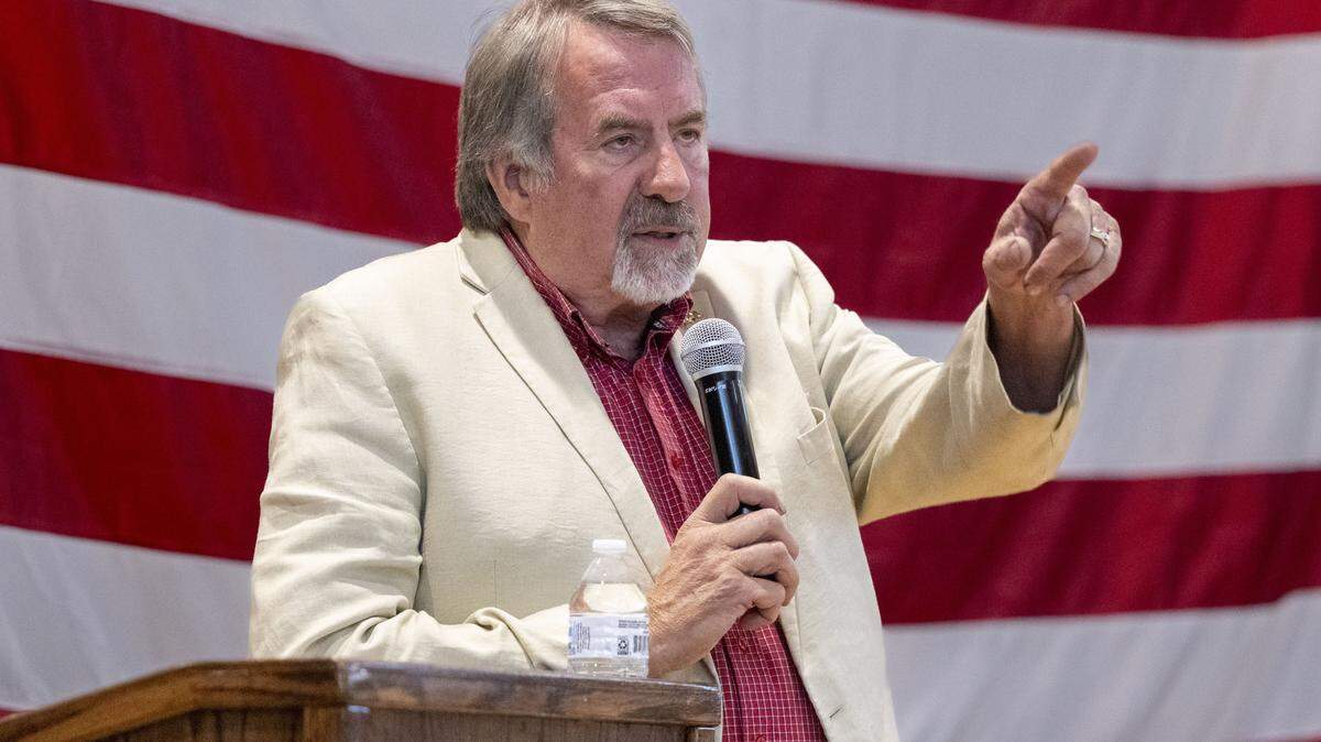 The late Rep. Doug LaMalfa, R-Chico, answers a question during a town hall meeting in August. A bill he championed to raise money for rural programs by expanding personalized license plates to eight characters failed in committee Thursday.