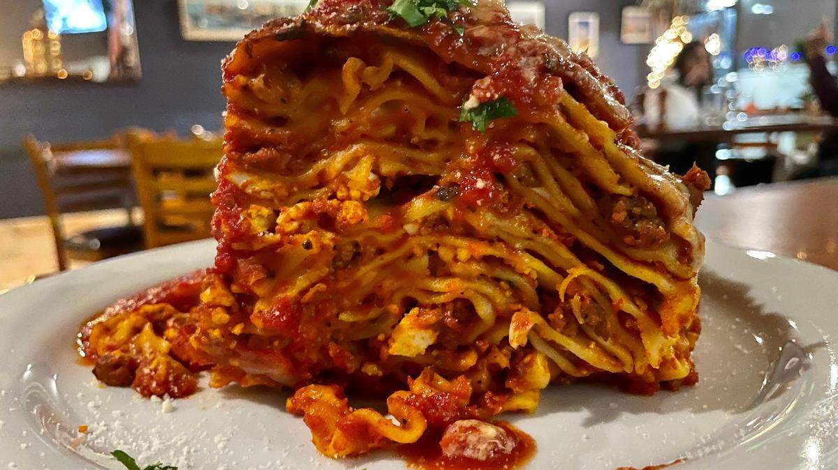 Palermo Ristorante Italiano’s lasagna weighs five pounds per slice.