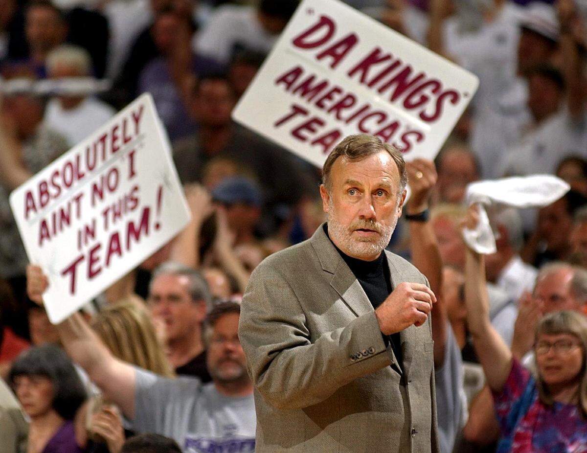 Sacramento Kings coach Rick Adelamn watches the action from the sidelines in Game 5 of the Western Conference semifinals against the Dallas Mavericks at Arco Arena on May 13, 2002.