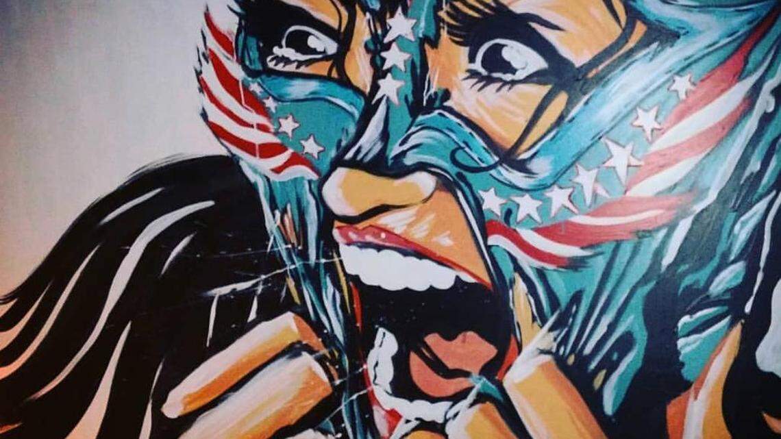 "LIBERTAD," a painting by Raul Mejia that will be shown at La Lucha de Hoy, a free art show on Cinco de Mayo at the Latino Center of Art and Culture.