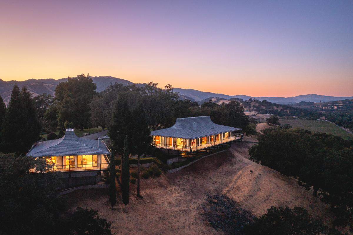 The 3,238-square-foot cantilevered home in Ukiah, California is for sale for $2.45 million.