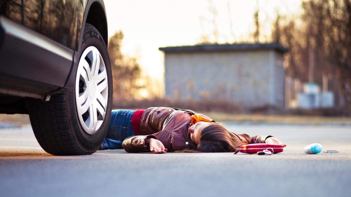Injured pedestrian in a car accident.