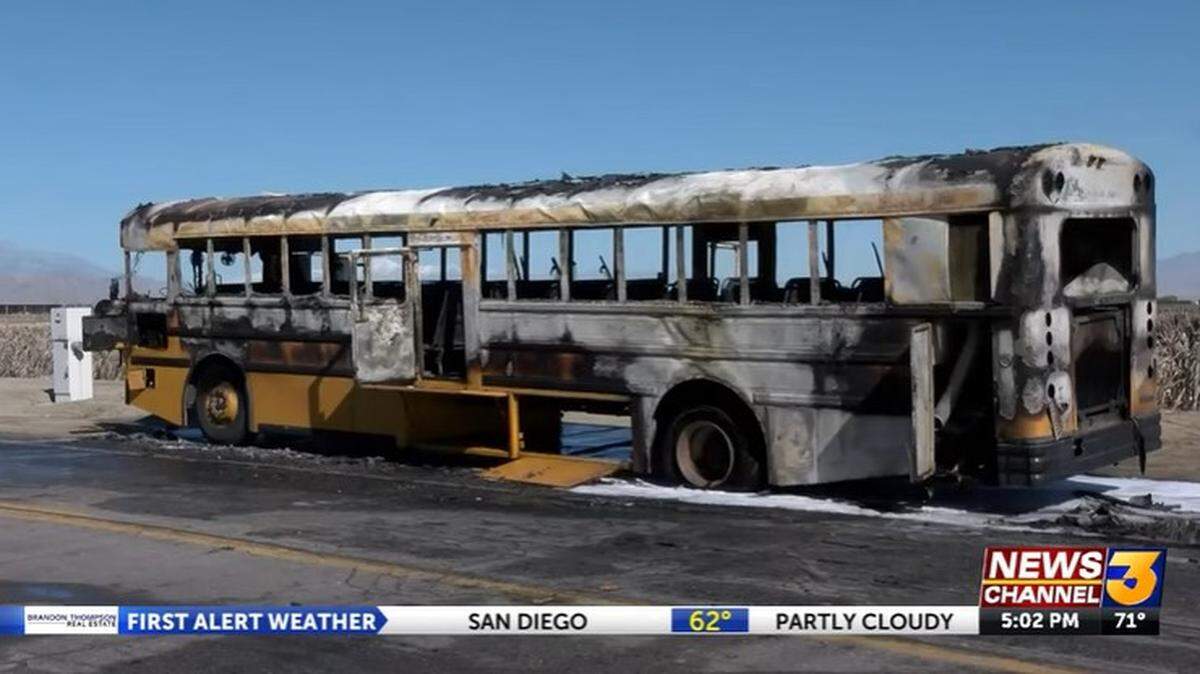 A bus driver evacuated 23 kids from a smoking school bus before it burst into flames, California school officials say.