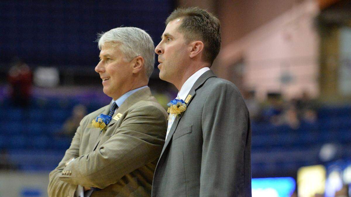 UC Davis men’s basketball coach Jim Les, left, and assistant head coach Kevin Nosek have been working together leading the Aggies since 2011.