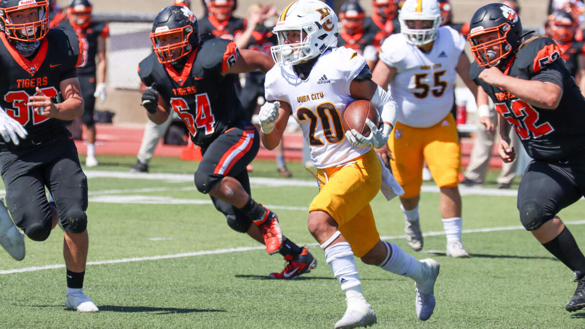 Yuba City running back Keola Abreu ran for 43 of his team’s 218 yards rushing in the 21-6 win over Roseville.