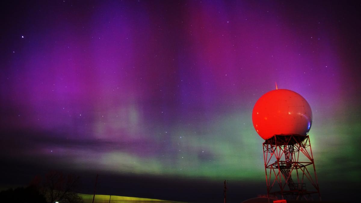 In this photo, northern lights caused by a geomagnetic storm were visible on April 23 and April 24 from Riverton, Wyoming.