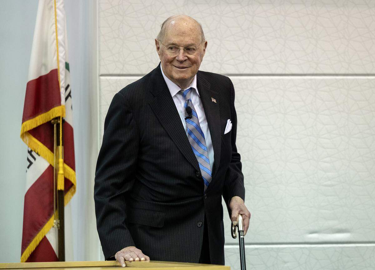 Former U.S. Supreme Court Justice Anthony Kennedy appears at the University of the Pacific McGeorge School of Law in Sacramento to speak about his memoir, "Life, Law & Liberty," on Oct. 27. Kennedy  taught courses for the school for more than 50 years. 