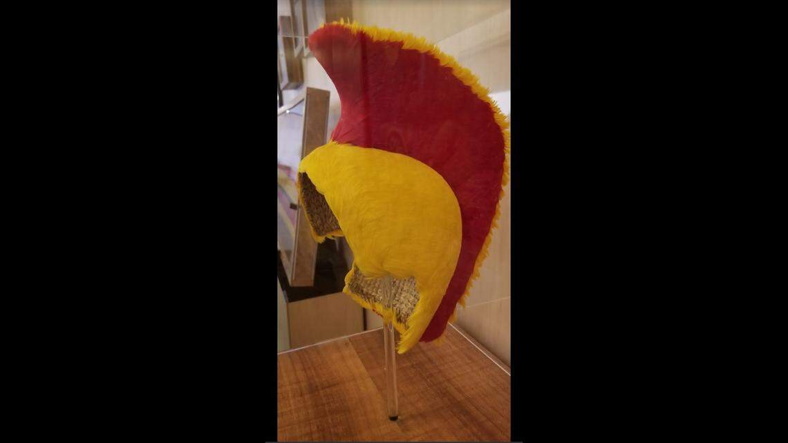 Someone stole a replica of a traditional Hawaiian ceremonial helmet from the Volcano House hotel lobby at Hawaiʻi Volcanoes National Park.