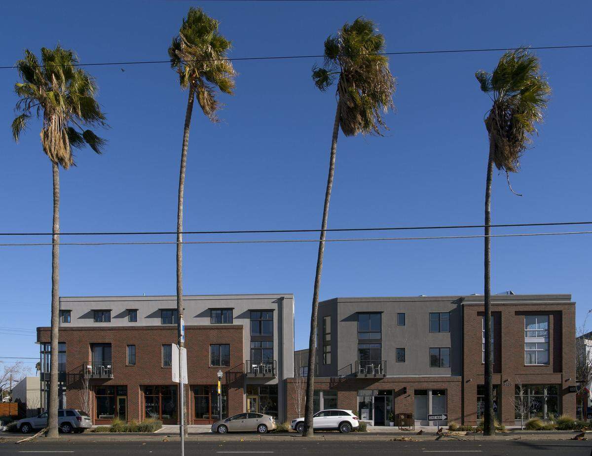 Palm trees and small businesses line Broadway in the Oak Park area known as the Triangle District in Sacramento on Saturday, Dec. 16, 2017.