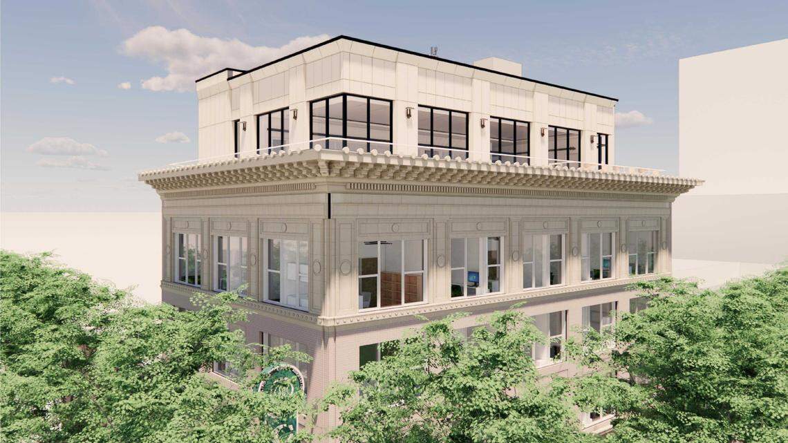 A rendering shows the sixth floor that will be added during the renovation of 1100 K Street in downtown Sacramento.