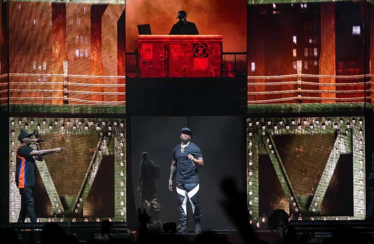 Curtis “50 Cent” Jackson performs “I Get Money” on his The Final Lap Tour, featuring Busta Rhymes and Jeremih, at Golden 1 Center on Monday, Sept. 4, 2023, in Sacramento.