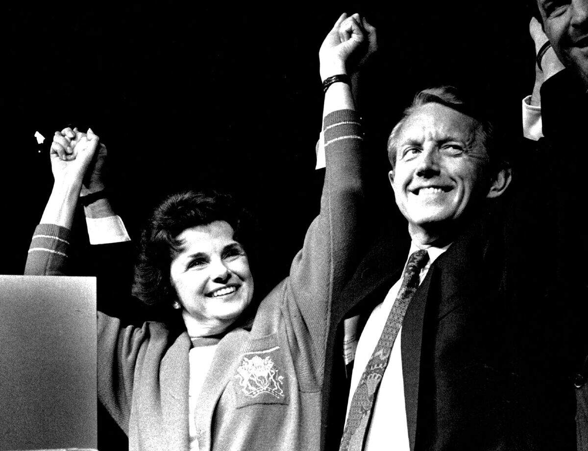 Dianne Feinstein and Lt. Gov. Leo McCarthy campaign in Old Sacramento on Nov. 4, 1990, during a seven-stop train trip up the Central Valley. It was Feinstein’s final push to become the state’s first female governor, but the trip did not win Sacramento County or the state for her. She lost to then Sen. Pete Wilson by 3.5 percentage points.