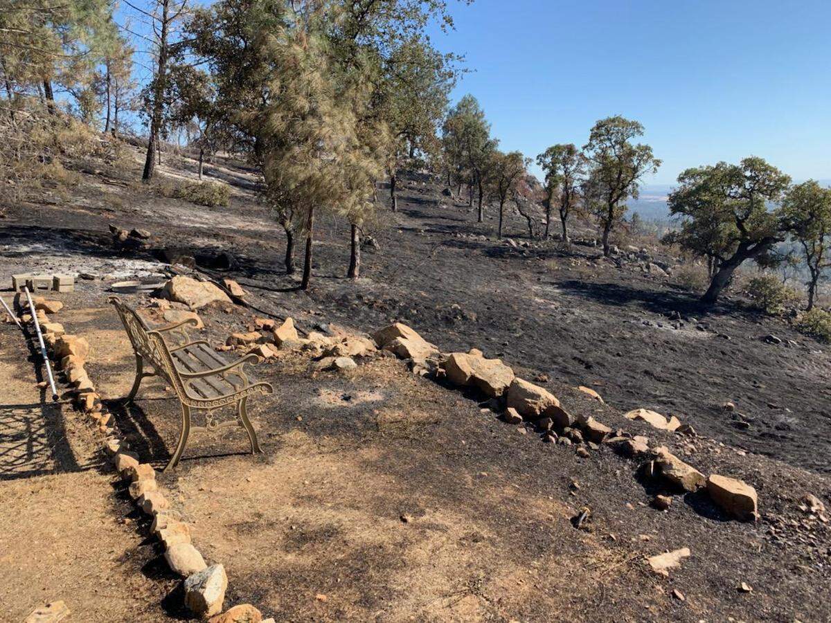 Damage from the Swedes Fires west of Oroville, seen Sept. 9, 2019. Crews expect full containment on the Butte County wildfire by the end of Friday, Sept. 13.