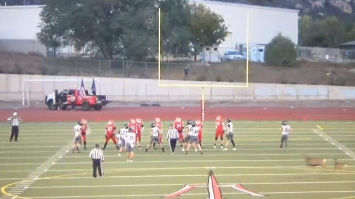 A baby deer and fawn ran through a football game in Colorado.