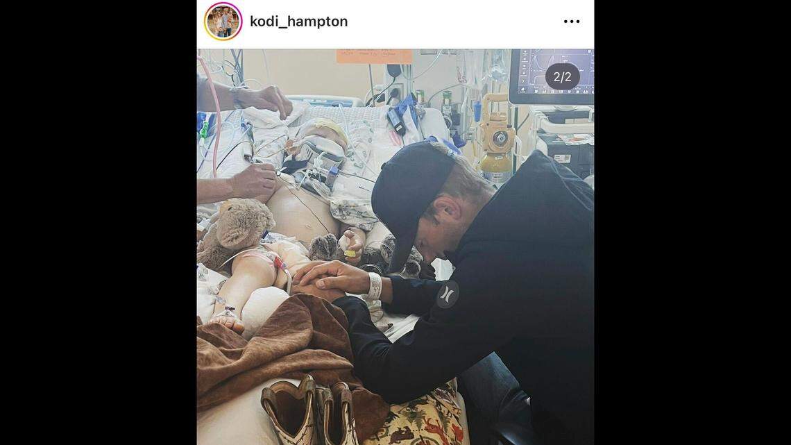 Houston Hampton, 4, was hospitalized after a startled horse kicked him in the head.