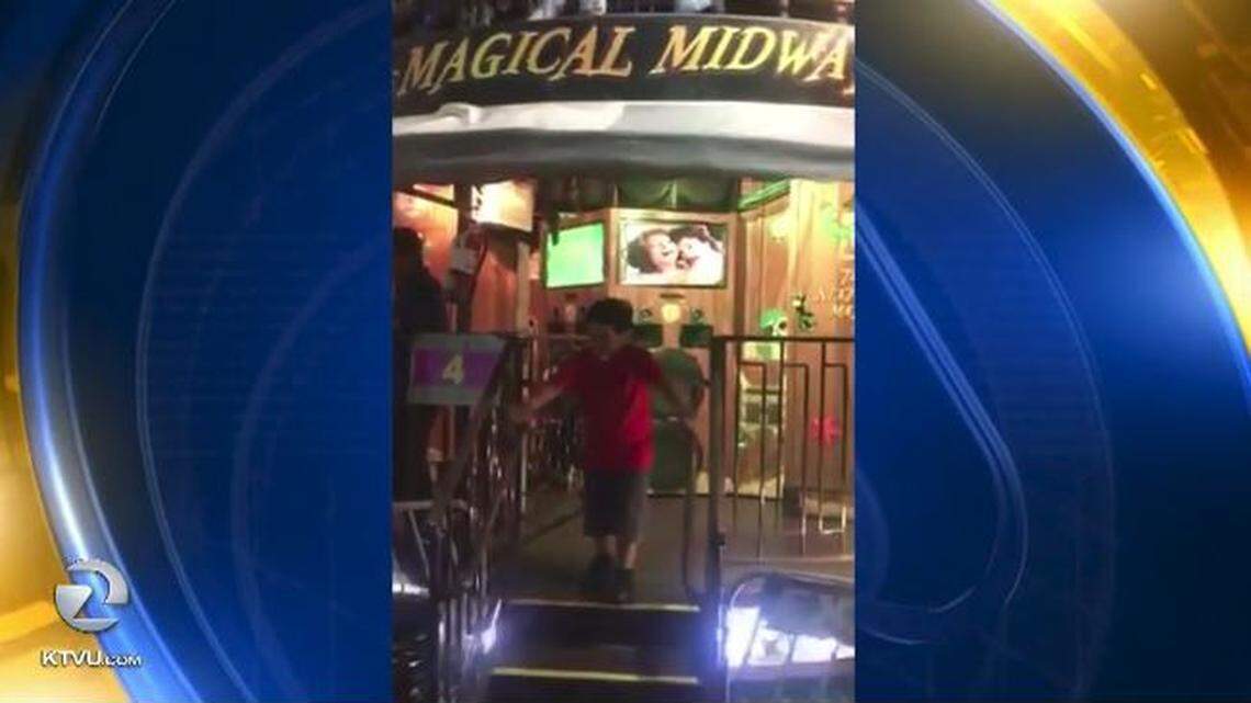A video shown in a pirate-themed funhouse Sunday at the Alameda County Fair in California mistakenly included a sex scene from an R-rated movie instead of the planned classic pirate film, officials say.
