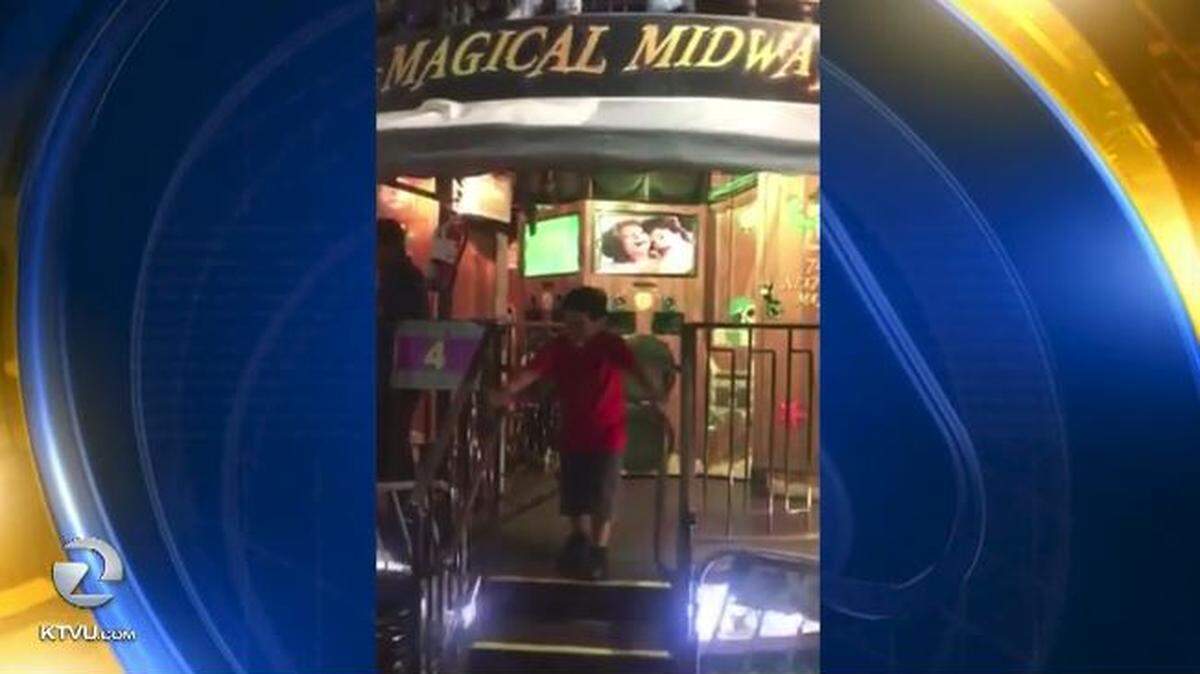 A video shown in a pirate-themed funhouse Sunday at the Alameda County Fair in California mistakenly included a sex scene from an R-rated movie instead of the planned classic pirate film, officials say.
