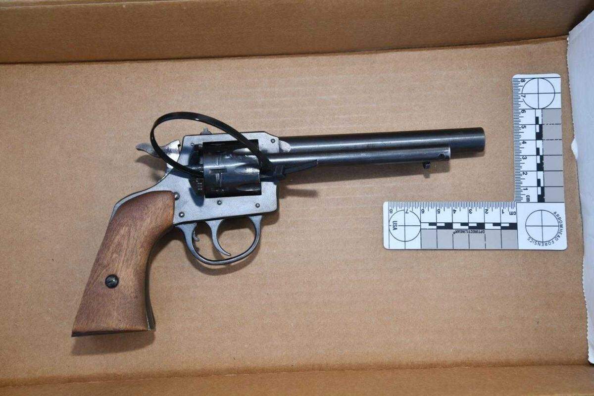 The revolver used by a man who was shot and killed Tuesday, Sept. 12, 2023, by Sacramento police atop a downtown parking structure is seen in a photo provided by the department.