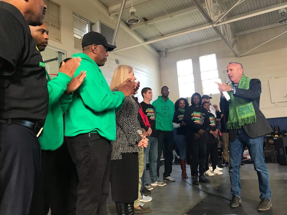 Mayor Darrell Steinberg makes his case Monday for the city of Sacramento spending $350,000 for pop-up events for youth.