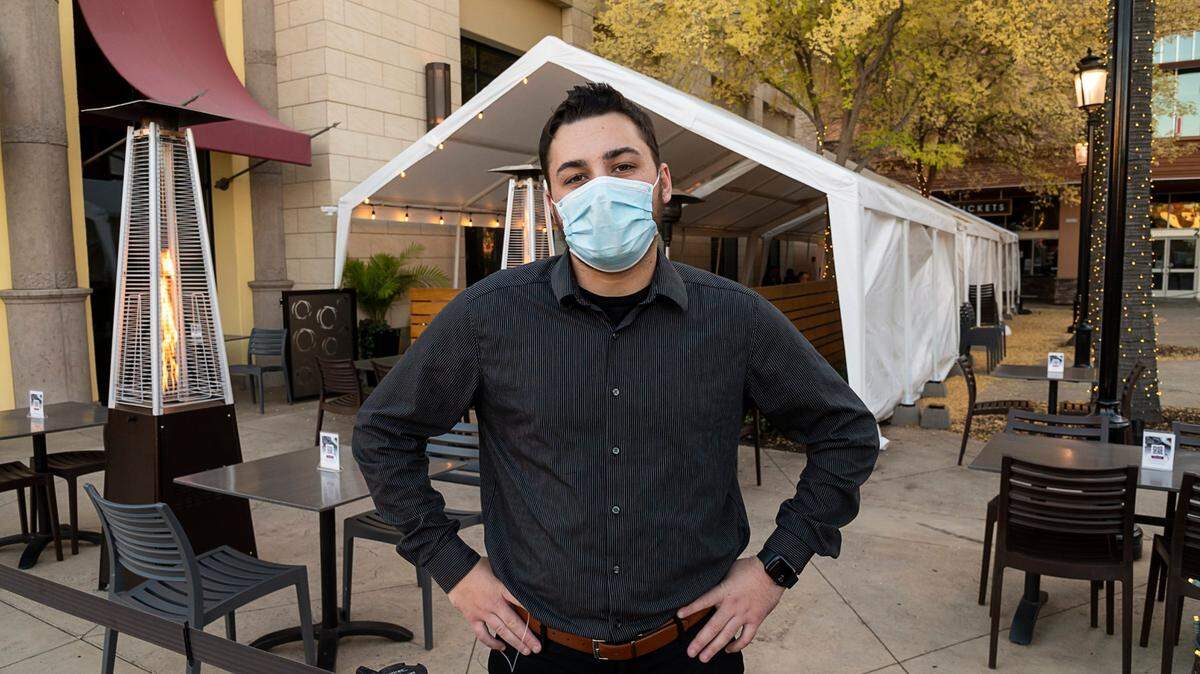 Manager Sam Goyeau of the Back Bistro helped the owners build tents with rain gutters and installed a bunch of heaters among other things to keep the Folsom restaurant afloat during the pandemic.