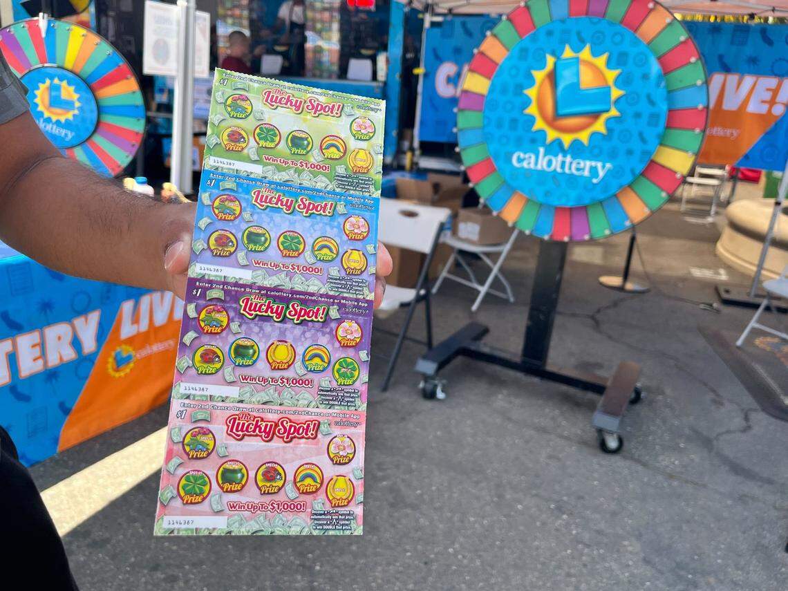 The prize at the CA Lottery Live! booth is the Lucky Spot Scratchers, which are currently available only at the California State Fair.