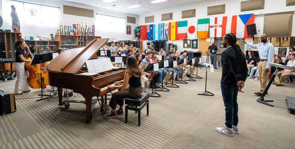 Members of the Jazz at Lincoln Center Orchestra held a workshop with the Rio Americano High School jazz band where they helped the young musicians perfect some songs on Sunday, September 12, 2022.