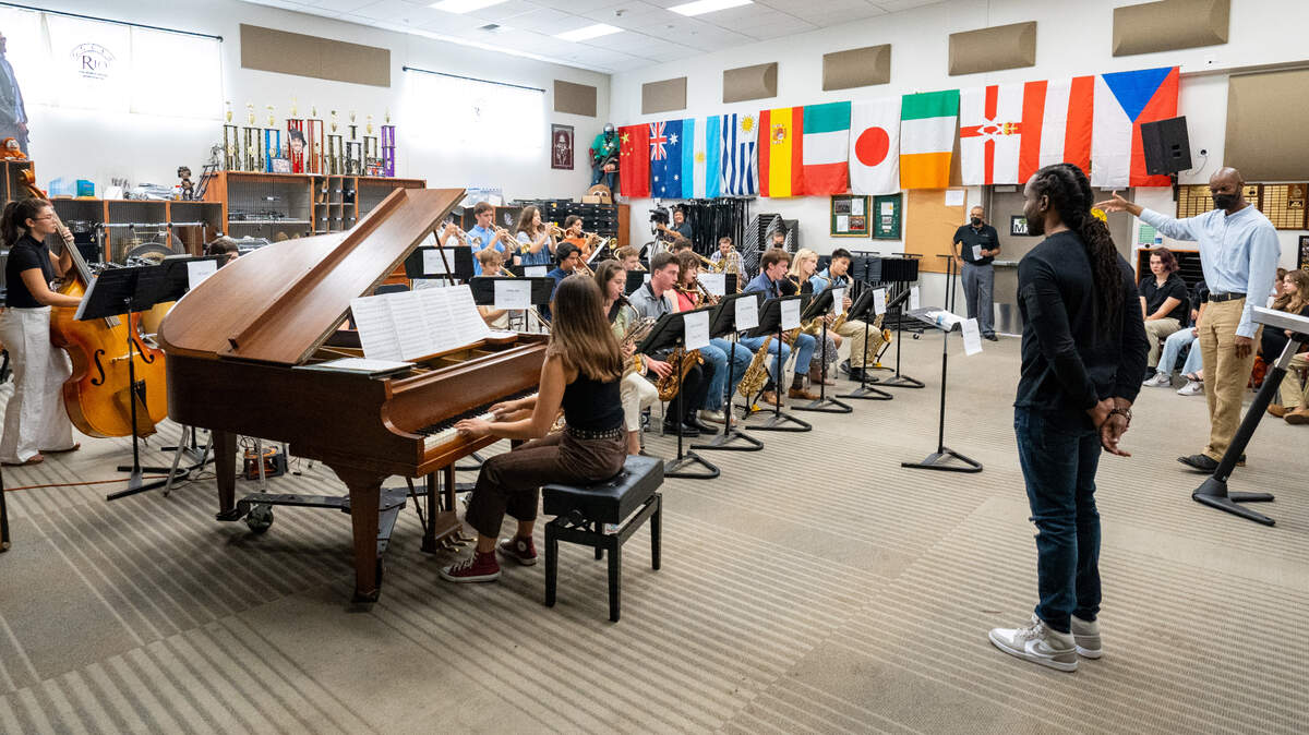 Members of the Jazz at Lincoln Center Orchestra held a workshop with the Rio Americano High School jazz band where they helped the young musicians perfect some songs on Sunday, September 12, 2022.