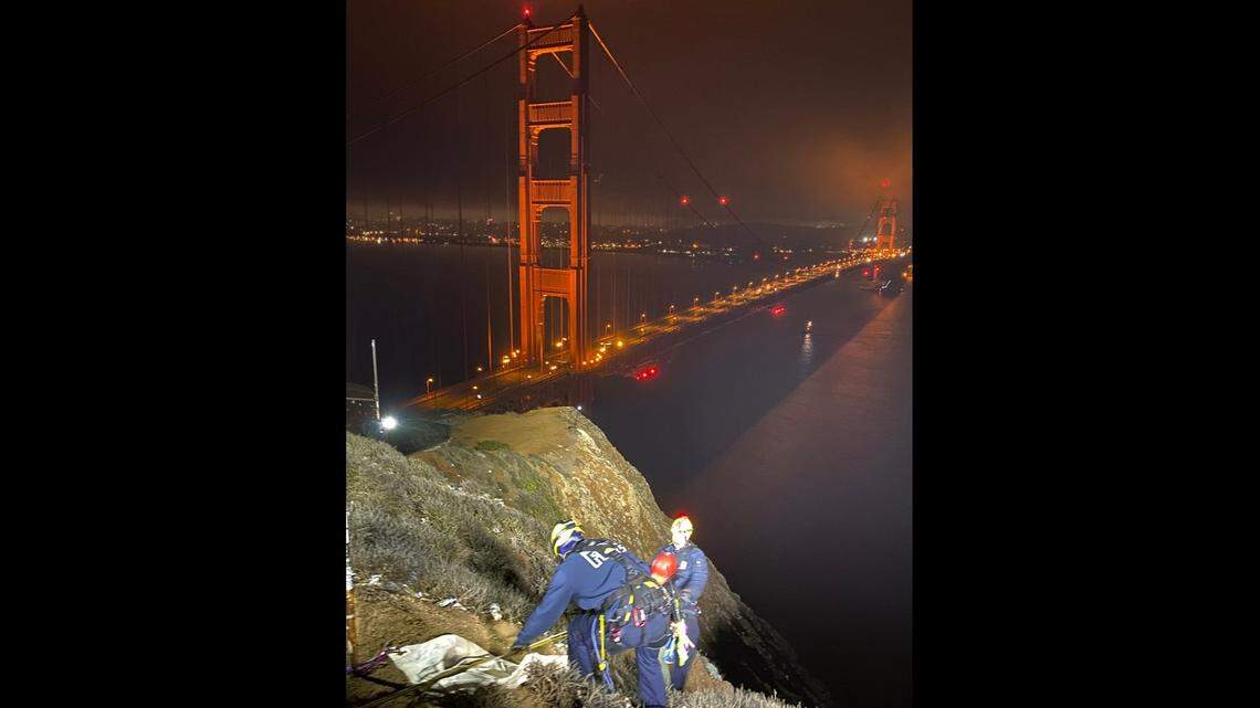 A person fell 150 feet from Battery Spencer, a former military battery overlooking the Golden Gate Bridge, California rescuers say.