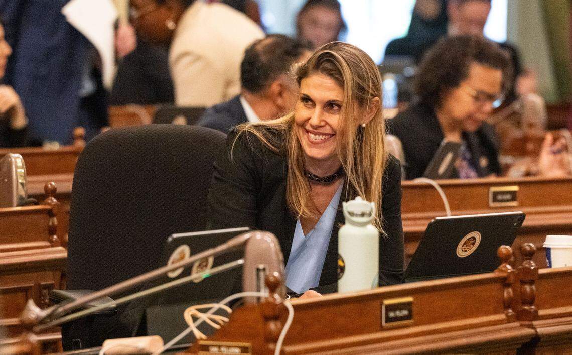 Assemblymember Maggy Krell, D-Sacramento, smiles during a session at the Capitol in May. 