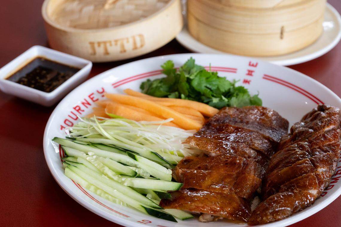 Peking duck is served at Journey to the Dumpling in Sacramento on Tuesday, March 31, 2026.