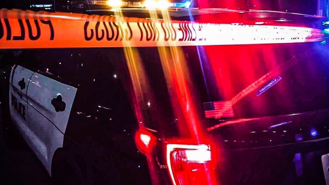 In this Aug. 7, 2020, photo, an Orange police patrol car is shown with police tape. Authorities are looking for a man accused of assaulting two men over a parking spot in Shoreline, Washington, on Sept. 24, 2021.