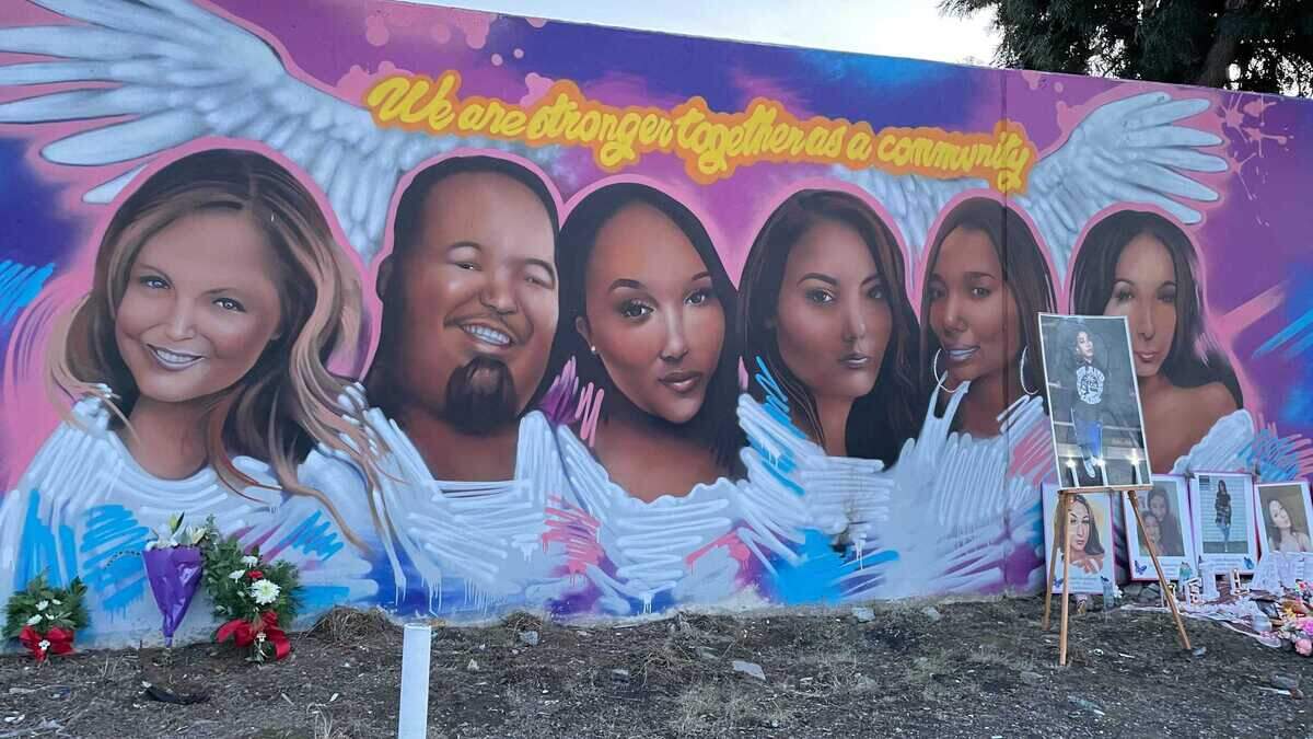 A mural of Sacramento-area victims of homicide adorns a wall of a business along Florin Road in south Sacramento on Sunday, Dec. 11, 2023. Family members of Michelle Benavidez, who was killed at a Sacramento light rail station in 2021, have started a multiplatform initiative that uses art and storytelling to educate the public and honor victims of homicide and violent crimes.