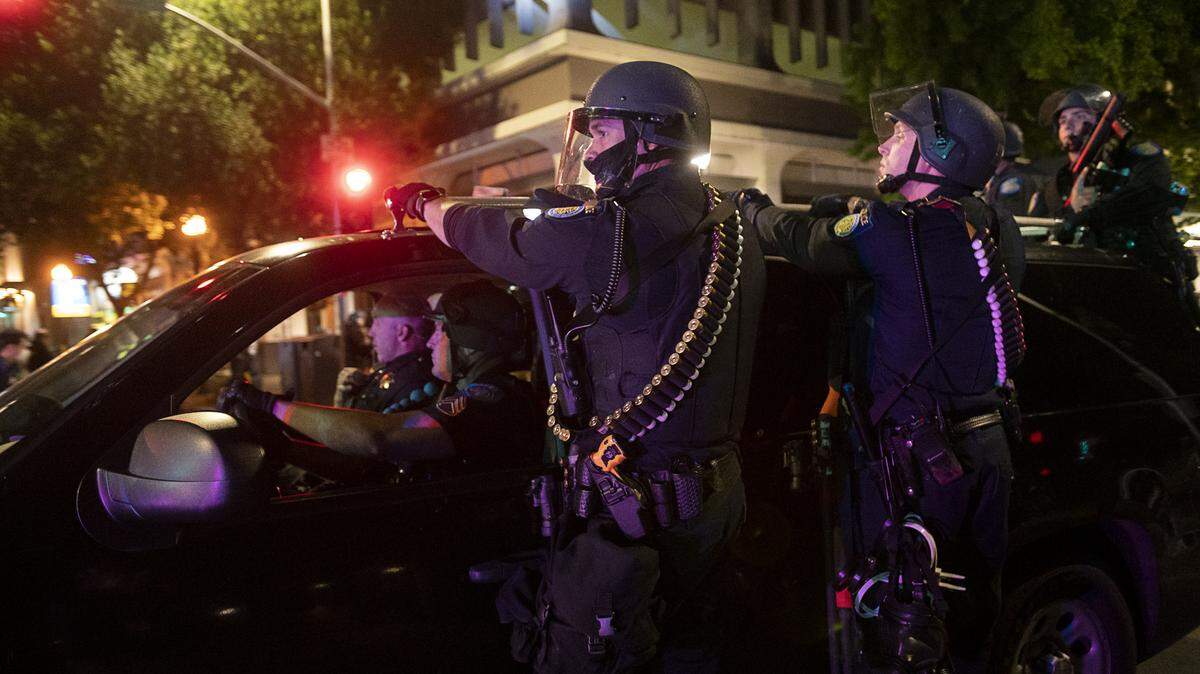 Sacramento Police officers deploy during a protest in May 2020 over the death of George Floyd, who died in Minneapolis after being restrained by police.