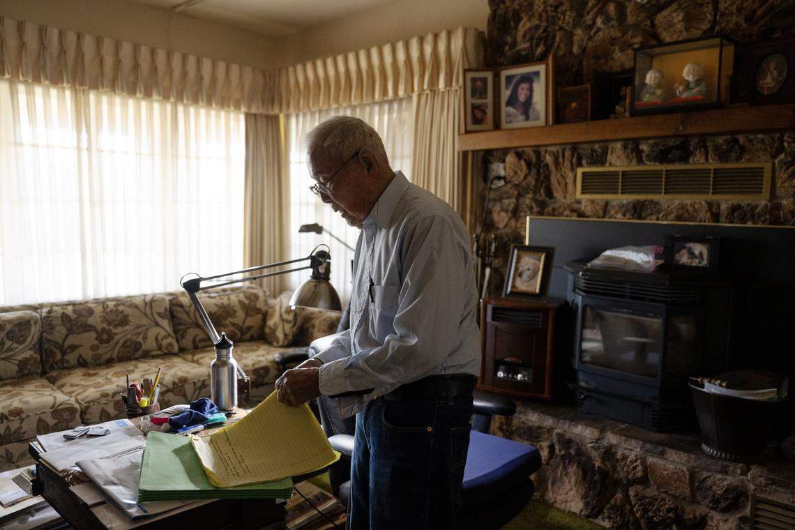 Jim Tanimoto, the 102-year-old survivor of the Tule Lake internment camp in Northern California, at home in Gridley earlier this month. 