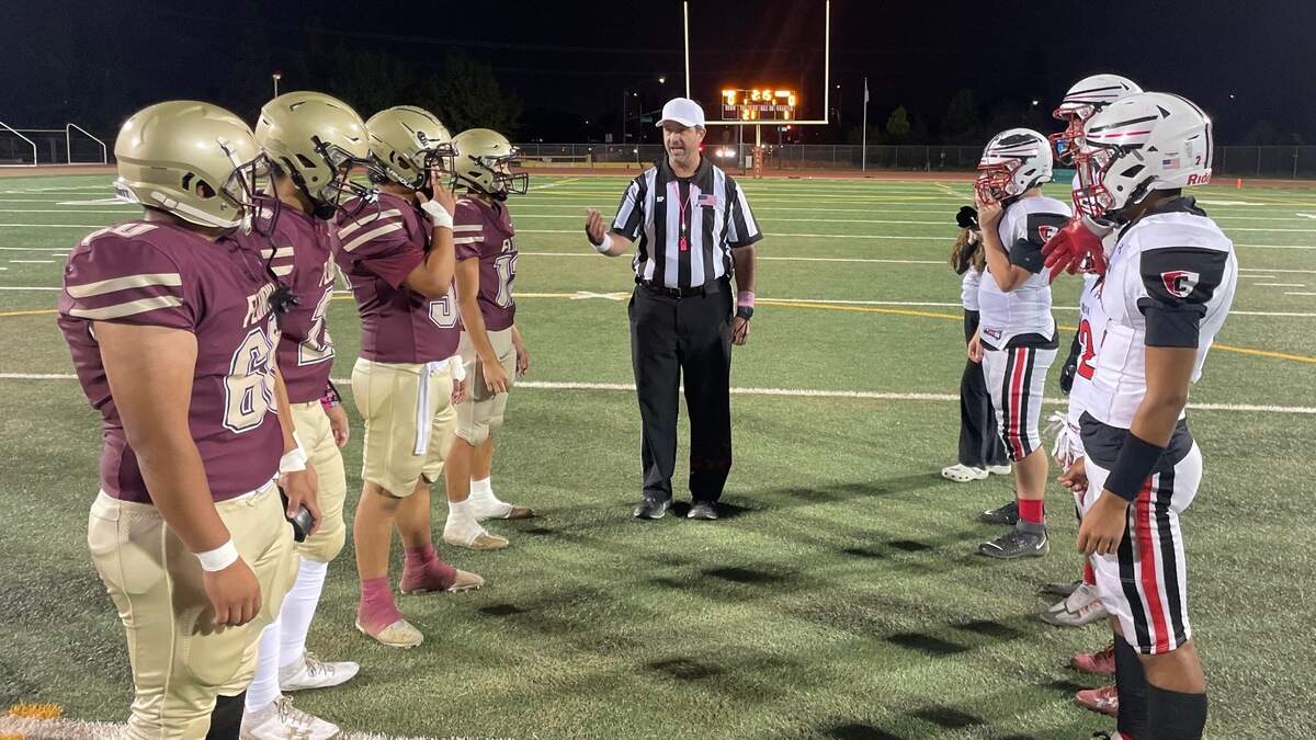 Florin High School of the Elk Grove Unified School District prepares for a football game against Cordova in the Greater Sacramento League on Friday, Oct. 13, 2023.