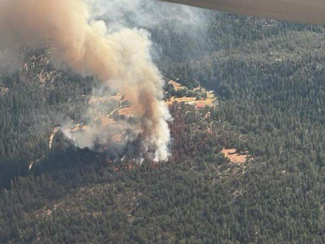 An aerial view of the McKinney Fire burning Friday, July 29, 2022, in Siskiyou County.