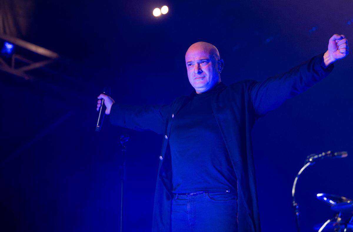 Disturbed lead singer David Draiman performs at the Aftershock festival in Sacramento’s Discovery Park on Sunday.