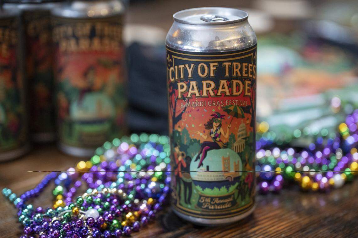 The City of Trees Parade beer, a collaboration between the parade’s organizers and Oak Park Brewing in Sacramento, is displayed on Feb. 19.