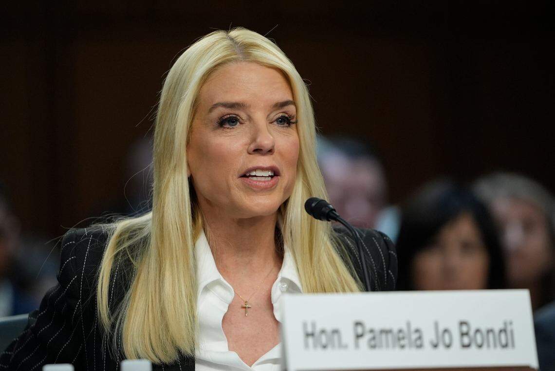Pam Bondi delivers opening remarks during a Senate Judiciary committee hearing on her nomination to be Attorney General of the United States on Wednesday, Jan. 15, 2025 in Washington, DC.