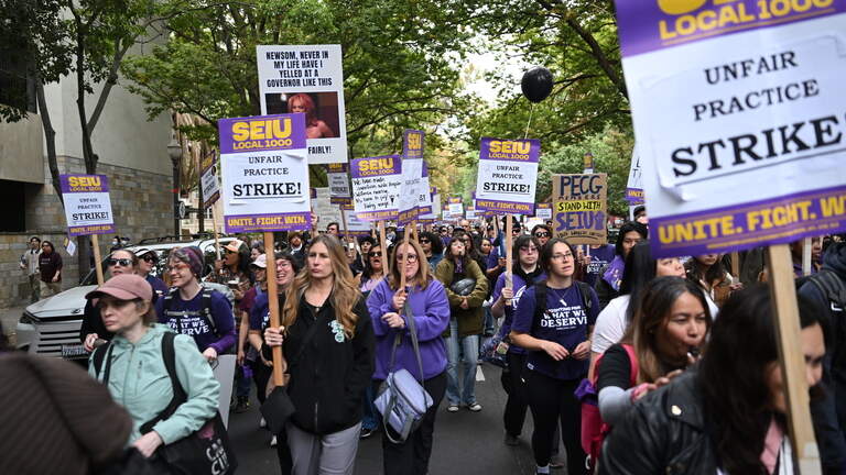 Three California state worker unions stood together at SEIU Local 1000 strike