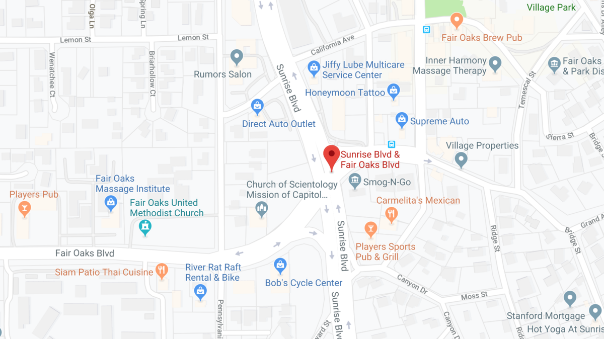 A car crash occurred on Sunrise Boulevard just north of Fair Oaks Boulevard on Sunday afternoon.